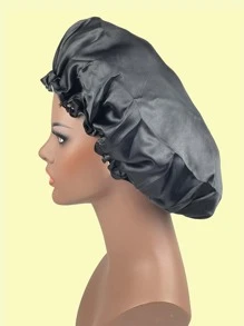 Gorro De Dormir Ajustable De Doble Capa De Lycra Con Hebilla - Negro - View 2