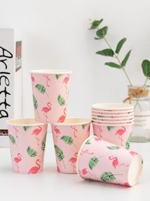 10入組火烈鳥圖案一次性杯子 - 彩色 - 查看 1