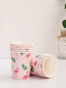 10入組火烈鳥圖案一次性杯子 - 彩色 - 查看 3