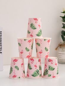 10入組火烈鳥圖案一次性杯子 - 彩色 - 查看 4