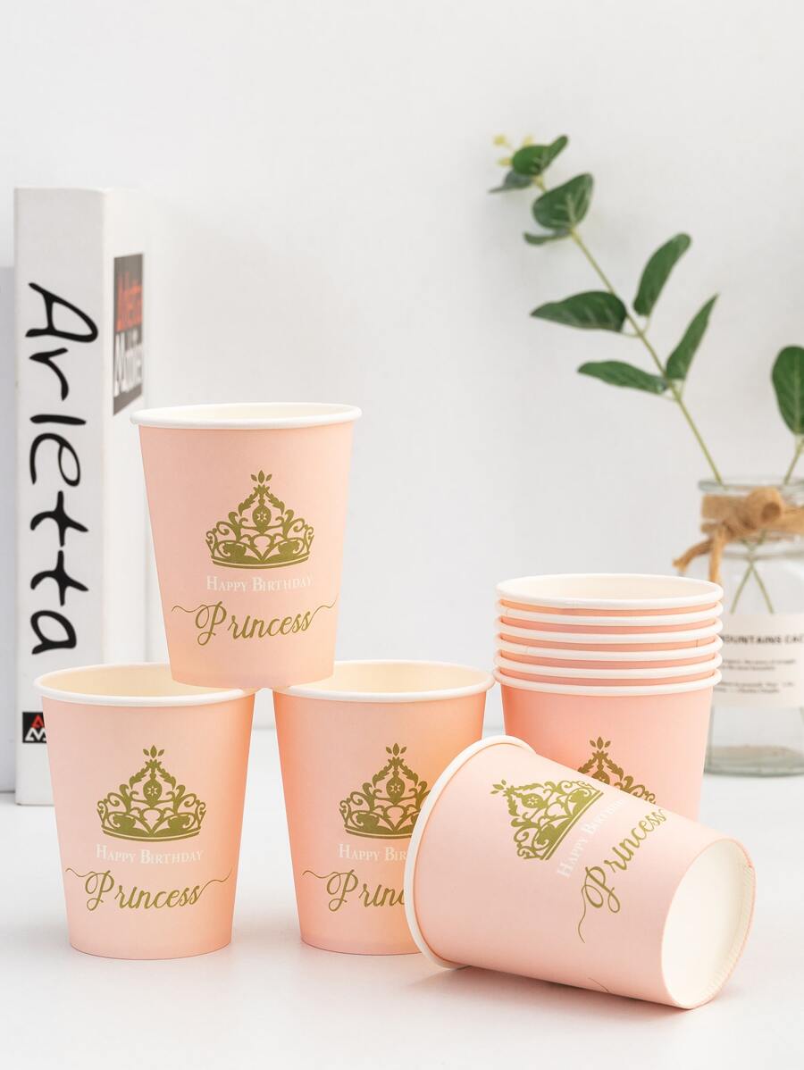 10pcs Crown Pattern Disposable Cup - Multicolor - View 1