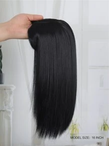 Peluca sintética lisa con tupe - Negro - Ver 5