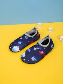 男孩星球印花水襪 - 寶藍色 - 查看 1