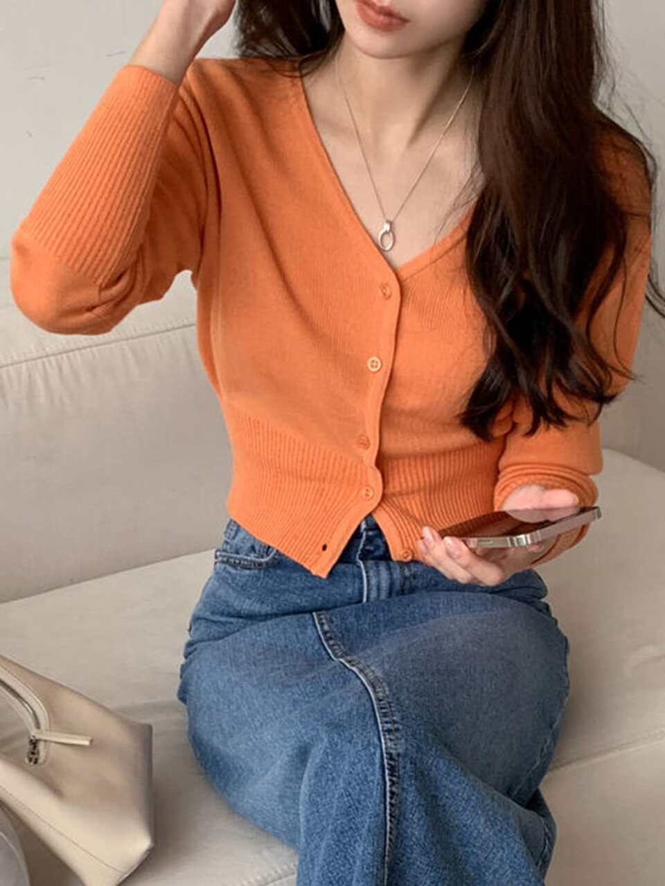 Solid Button Up Rib-Knit Cardigan Jacket