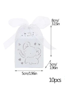 10 piezas Caja de regalo con diseño de elefante - Blanco - Ver 3