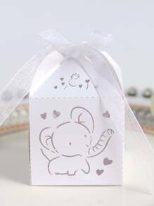 10 piezas Caja de regalo con diseño de elefante - Blanco - Ver 5