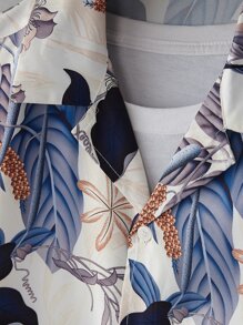 Manfinity RSRT Hombres Camisa al azar con estampado de pájaro y planta sin camiseta - Multicolor - Ver 4