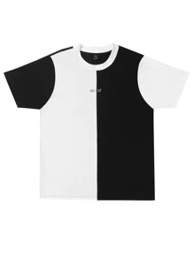 Men Two Tone Letter Graphic Tee - Black and White - View 3