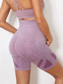 SHEIN Maternidad Shorts biker de color combinado - Morado - Ver 1