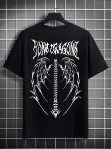 Manfinity Men Letter & Skeleton Print Tee - Black - View 1