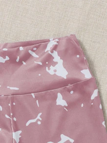 Easithlete 3件装图案印花运动文胸、紧身裤和T恤健身女套装 - 彩色 - 查看 5