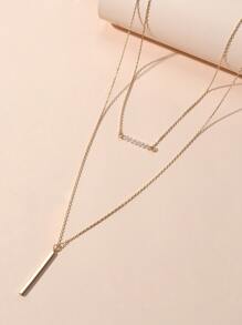 Geometric Charm Layered Necklace - Yellow Gold - View 4