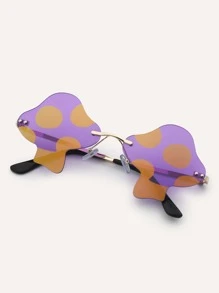 1 pieza Gafas de moda con marco de metal con decoración en forma de seta, adecuadas para viajar, fotografía, fiestas, etc. - Morado - Ver 2