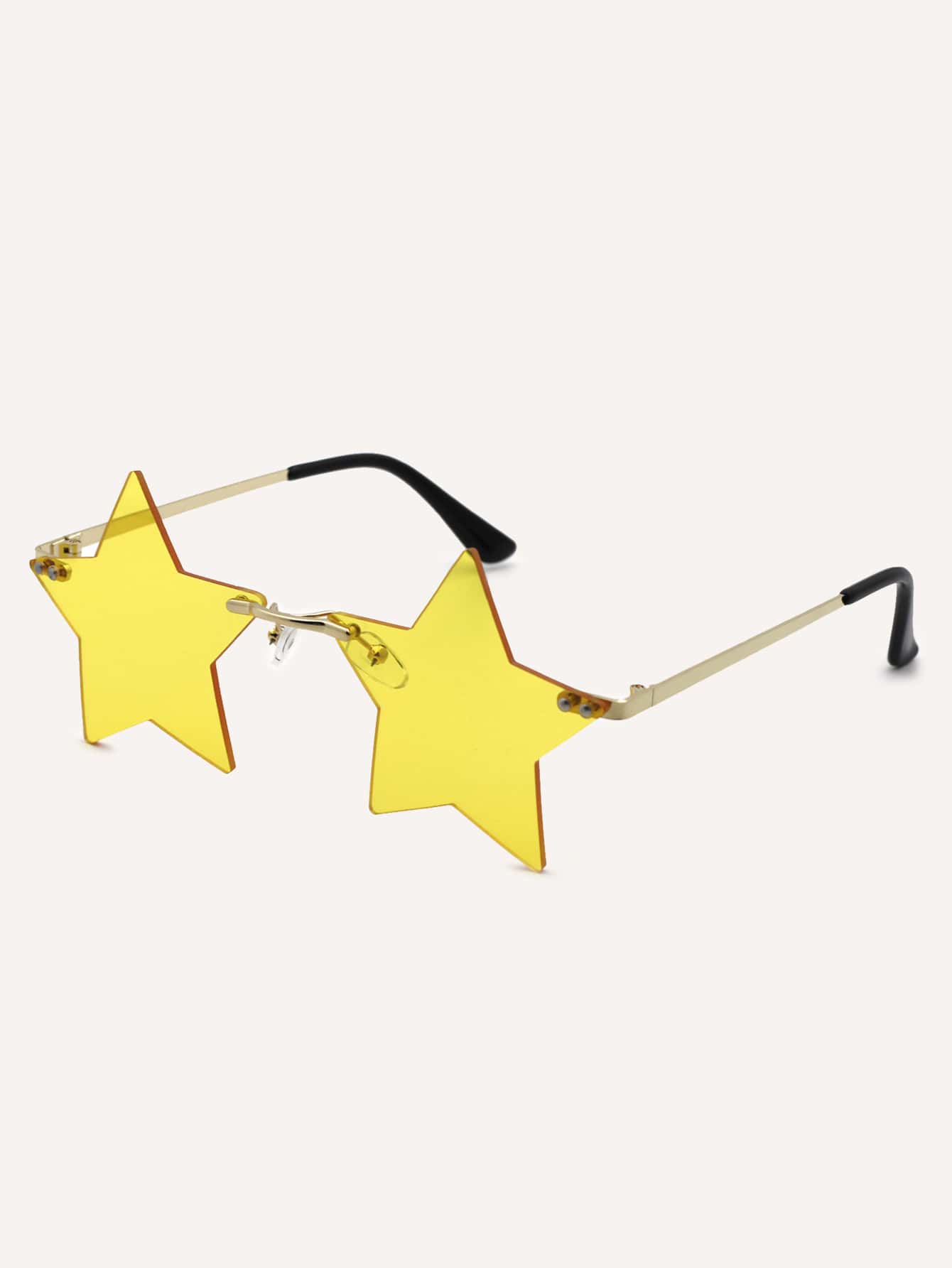 Star Shaped Rimless Fashion Glasses - Yellow - View 1