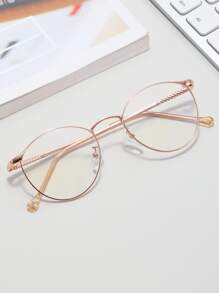 Kính gọng tròn bằng kim loại dành cho nữ - Vàng - Xem 2