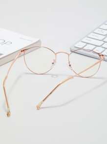 Kính gọng tròn bằng kim loại dành cho nữ - Vàng - Xem 3