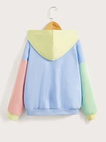 SHEIN Áo nỉ phối màu, in chữ, dành cho bé gái tuổi teen. - Nhiều màu - Xem 2