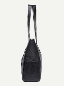 Bolso Tote Minimalista para Adolescentes, Mujeres, Estudiantes Universitarias, Principiantes y Trabajadores de Cuello Blanco, Perfecto para Oficina, Trabajo, Negocios, Desplazamientos, Mejor Bolso de Trabajo para Mujeres, Bolsos Tote de Cuero PU, Bolsos de Mano, Nuevo Bolso para Mujeres, Bolso Tote, Bolso de Hombro, Bolso Grande Simple, Bolso Portátil con Asa, Bolsas de Compras - Negro - Ver 4