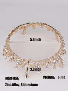 Rhinestone Crown Hair Hair Accessory Elegant Bridal Crown For Wedding Royal Tiaras Halloween - Gold - View 5