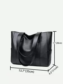 Bolso Tote Minimalista para Adolescentes, Mujeres, Estudiantes Universitarias, Principiantes y Trabajadores de Cuello Blanco, Perfecto para Oficina, Trabajo, Negocios, Desplazamientos, Mejor Bolso de Trabajo para Mujeres, Bolsos Tote de Cuero PU, Bolsos de Mano, Nuevo Bolso para Mujeres, Bolso Tote, Bolso de Hombro, Bolso Grande Simple, Bolso Portátil con Asa, Bolsas de Compras - Negro - Ver 7