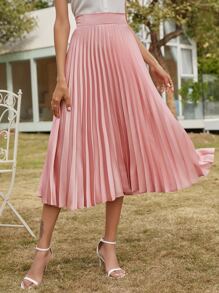 SHEIN Frenchy Solid High Waist Pleated Skirt Winter Elegant Pink - Dusty Pink - View 7
