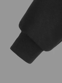 SHEIN EZwear 大码撞色落肩郁金香下摆卫衣 - 黑與白 - 查看 3