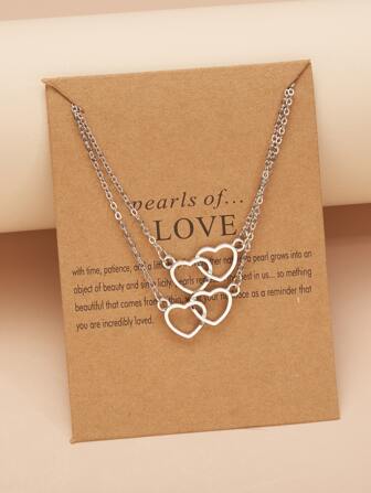 قلادة بتعليقة قلب 2 قطع