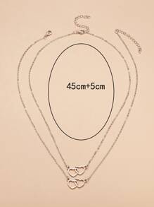 2pcs Heart Charm Necklace - Silver - View 3