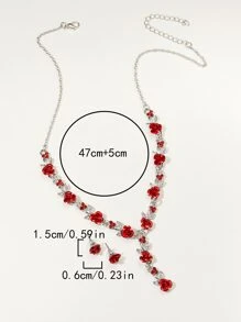3pcs Flower Design Jewelry Set - Red - View 3