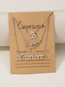 3pcs Constellation Letter Charm Necklace - Silver - View 1