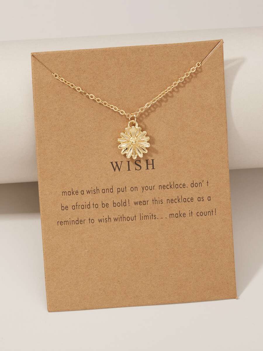 Flower Charm Necklace - Yellow Gold - View 1