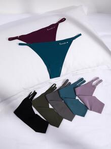 Casual Multicolor Print Fabric Thong Panties For Women With Slight Stretch - Multicolor - View 4