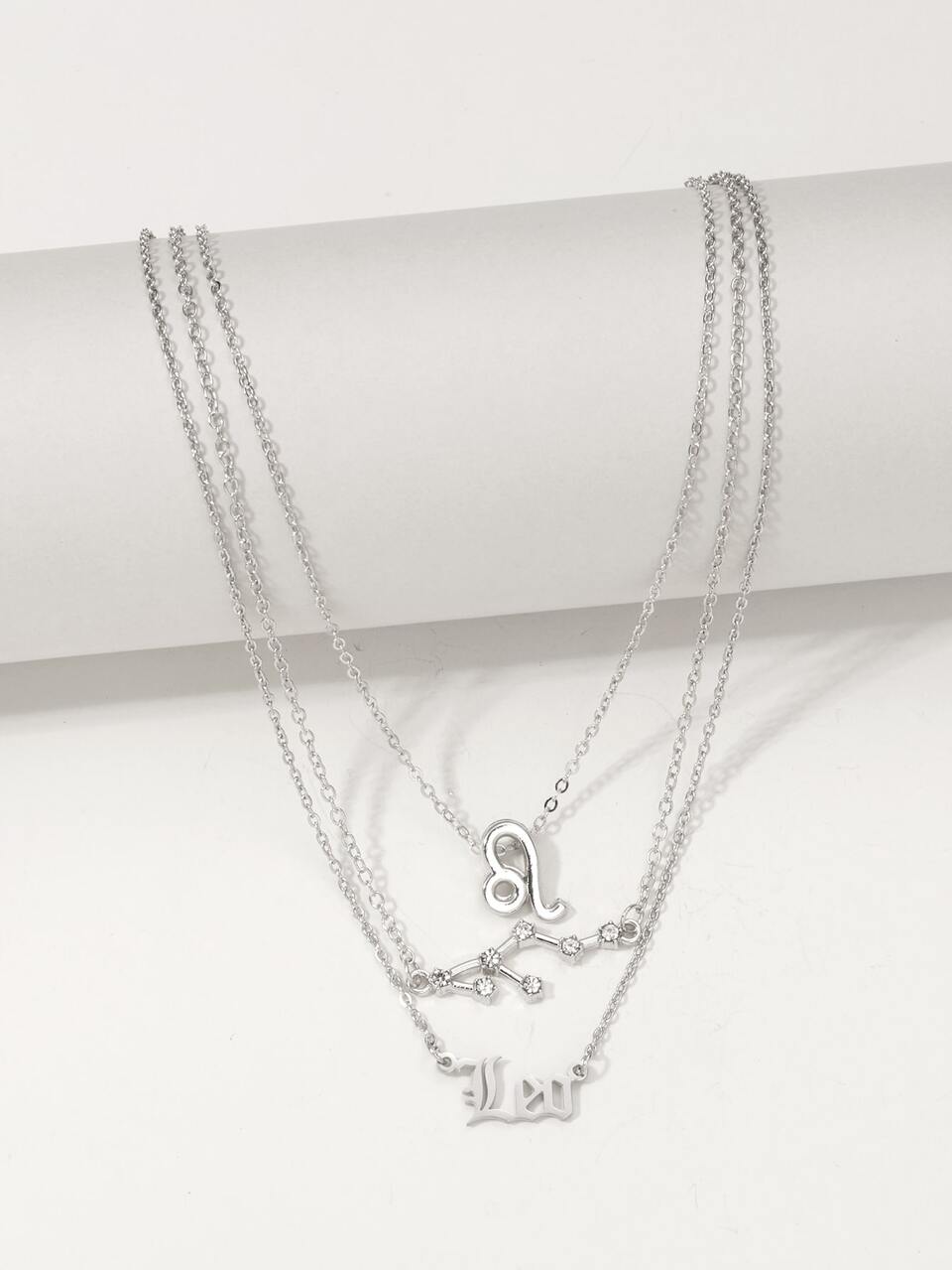 3pcs Constellation Letter Charm Necklace