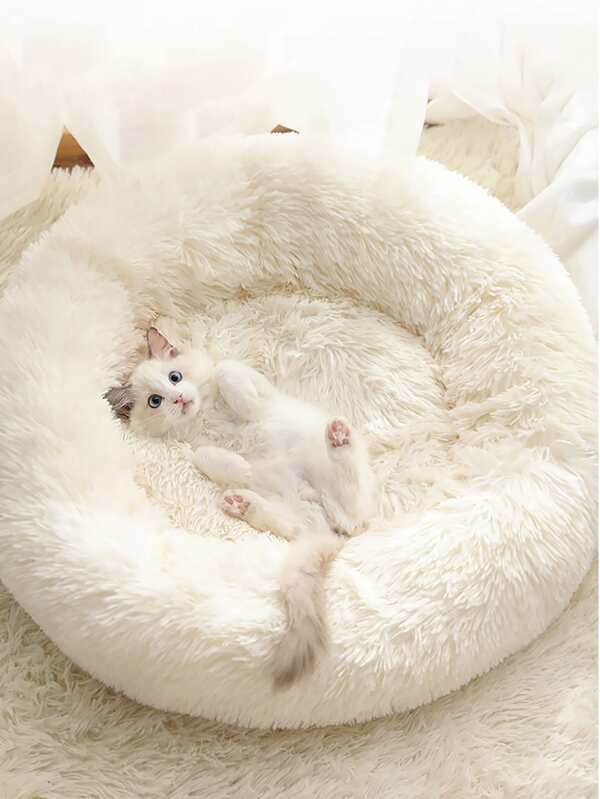 1pc Round Plush Pet Bed SHEIN UK