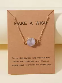 Round Resin Charm Necklace - White - View 1