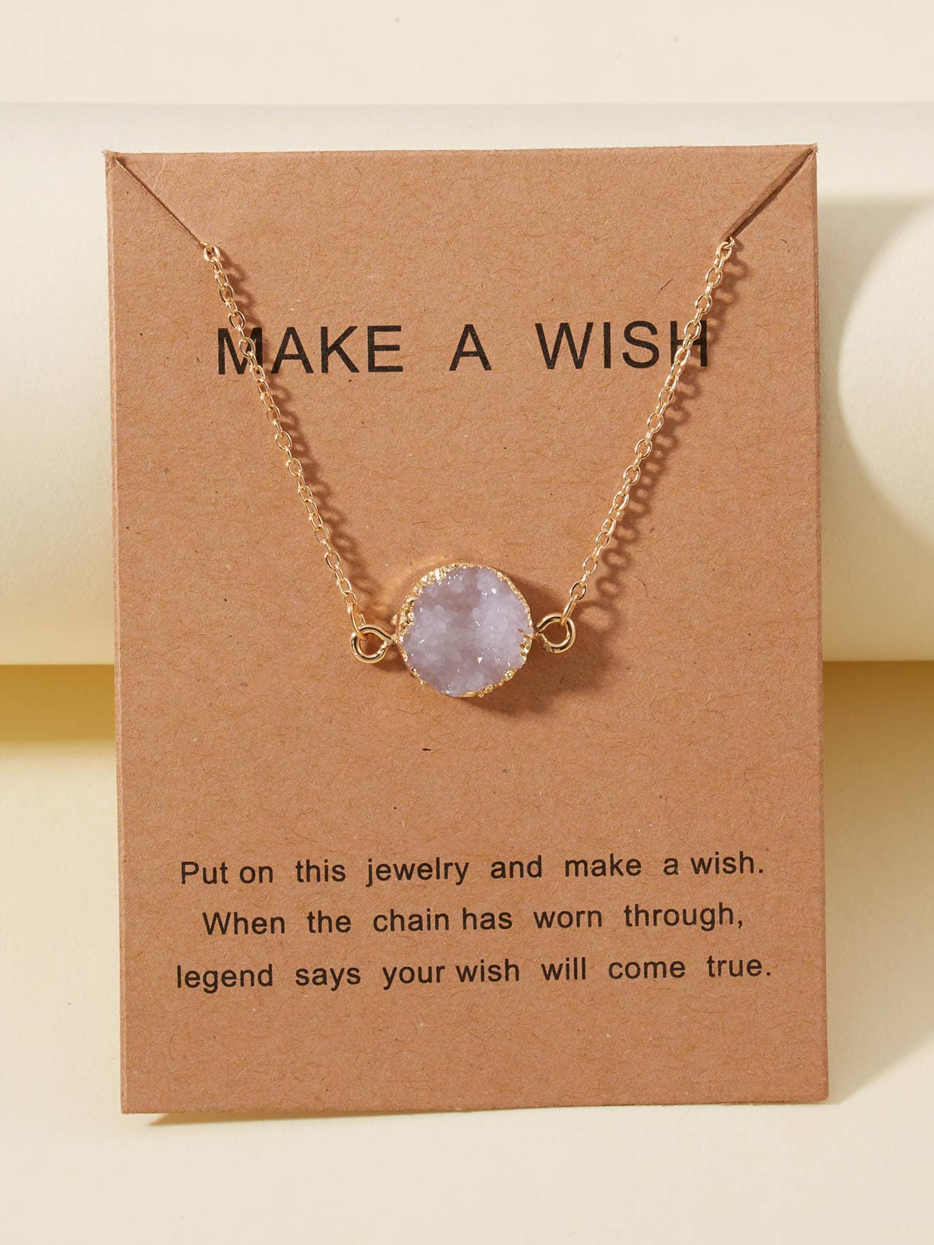 Round Resin Charm Necklace - White - View 1