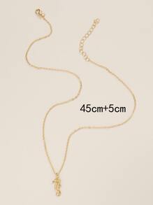 海馬吊墜項鍊 - 金黃色 - 查看 3