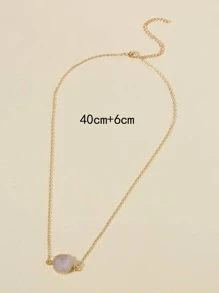 Round Resin Charm Necklace - White - View 3