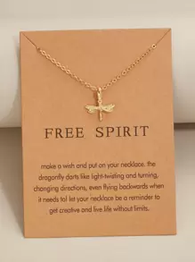 Dragonfly Pendant Necklace - Yellow Gold - View 1