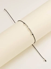 Round Ball Decor Adjustable Bracelet - Silver - View 2
