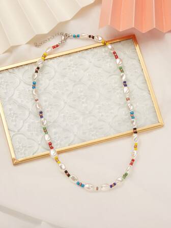 قلادة بخرز بلؤلؤ صناعي