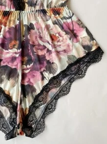 SilkySpell Floral Lace Trim Romper