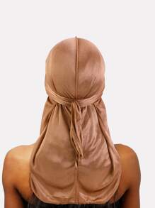 素色頭巾帽 - 卡其色 - 查看 3