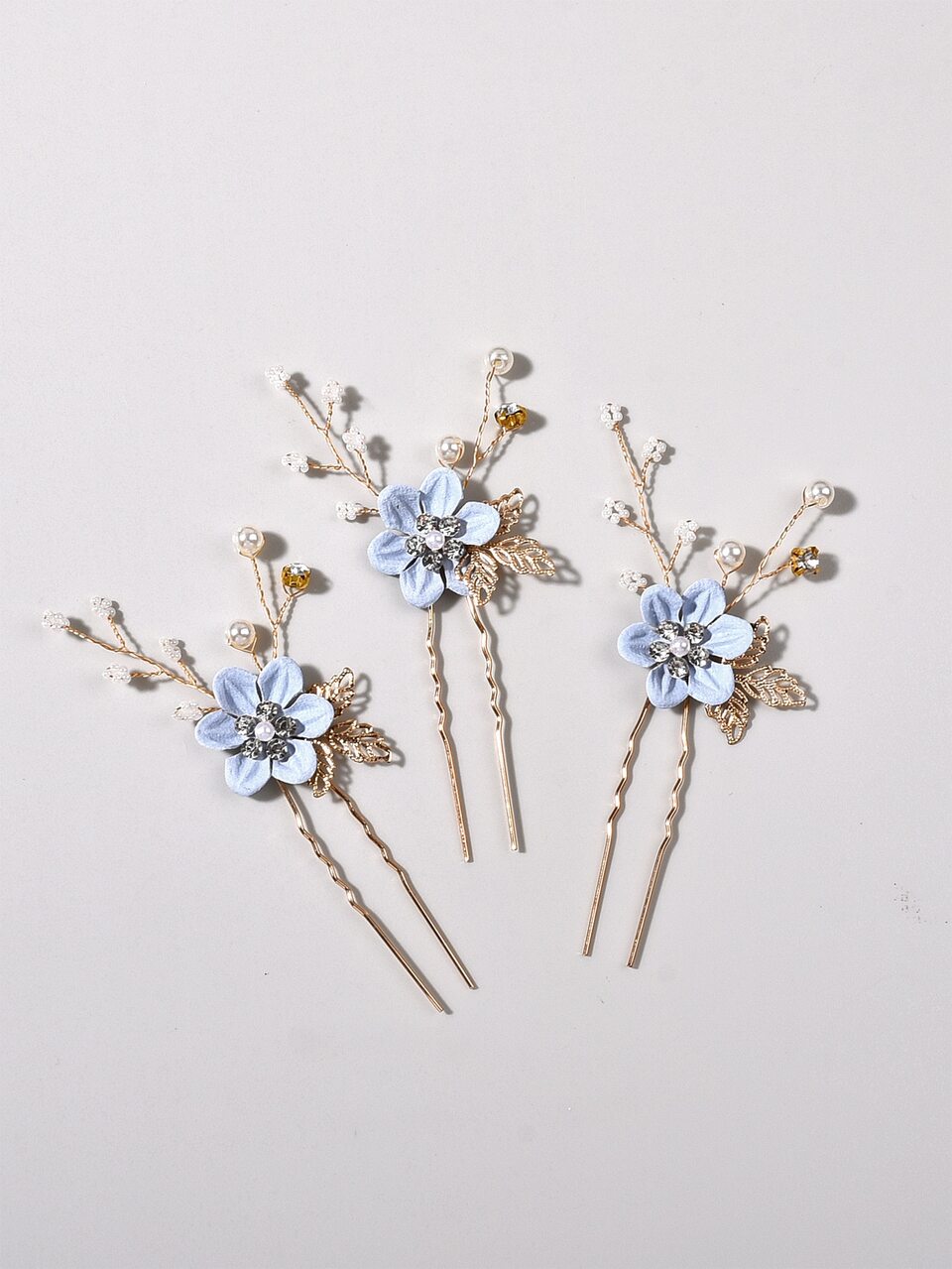 3pcs Flower & Rhinestone Decor Hairpin Elegant Hair Accessories Bridal Headwear Valentine's Day Accessories,Wedding Hair Accessories