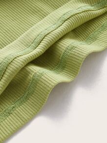 SHEIN ICON 撞色滾邊交叉上衣 - 青檸色 - 查看 4