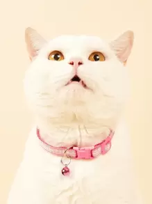 Mặt dây chuyền Chuông kẻ sọc Cổ áo cho thú cưng - Hồng - Xem 1