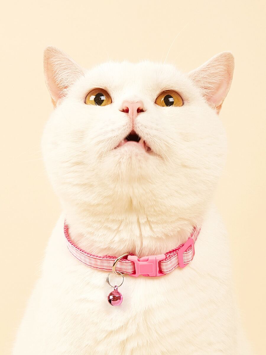 Mặt dây chuyền Chuông kẻ sọc Cổ áo cho thú cưng - Hồng - Xem 1