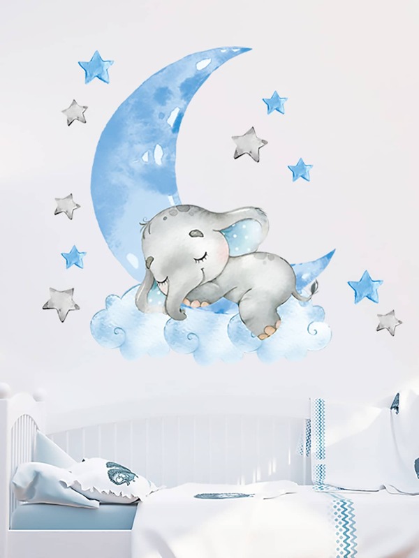Adhesivo de pared con gráfico de luna y dibujos animados, adhesivos, vinilo decorativo para decoración del hogar, artículos de decoración de primavera para refrescar tu hogar, adhesivos de decoración de festivales, regalos de cumpleaños y graduación