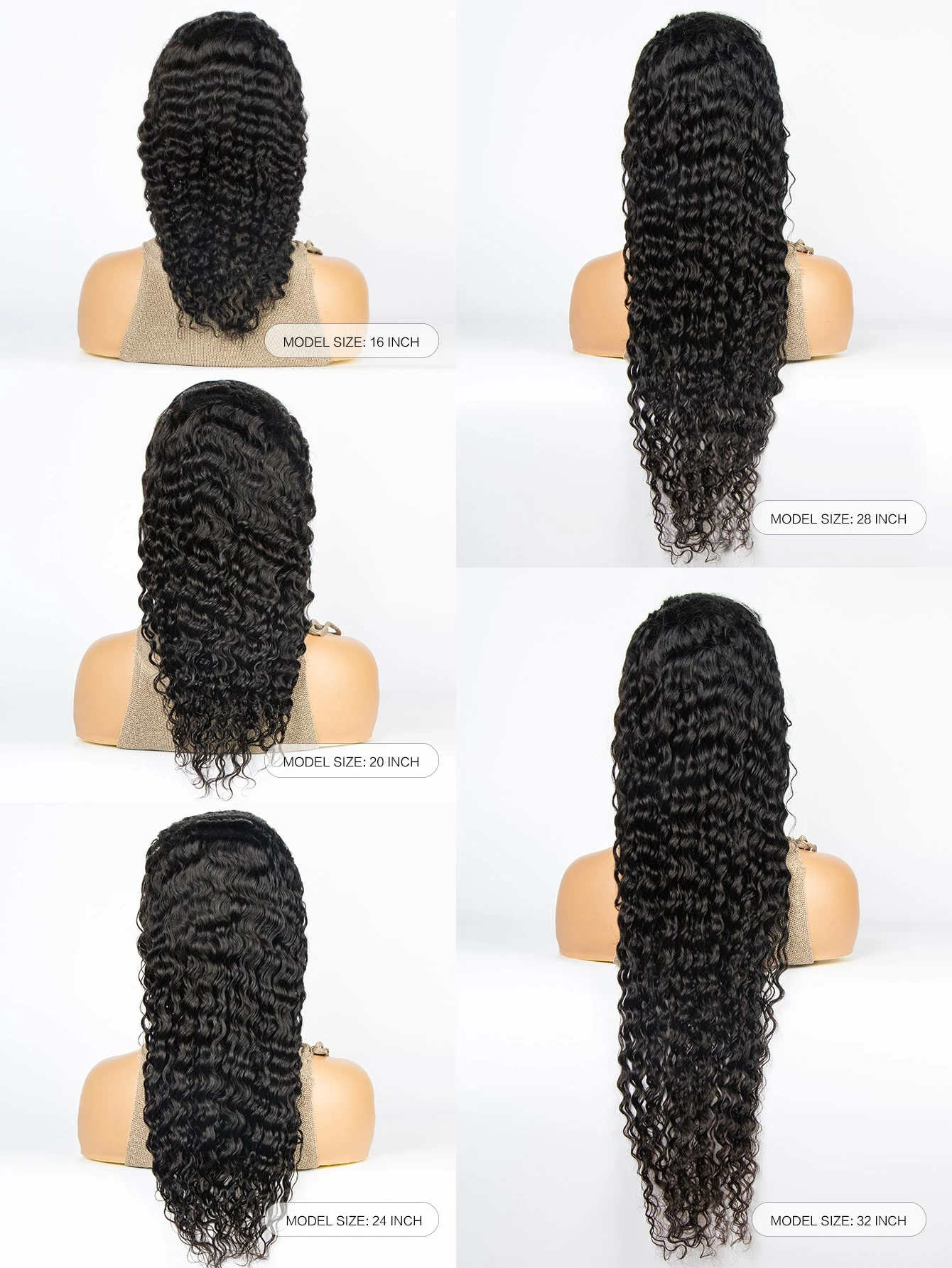 Miniatura 5 de Peluca de cabello humano con encaje delantero rizado de onda profunda Negro