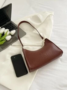 Fashionable,Crocodile Embossed Zipper Bag For Teen Girls Women College Students Perfect For Outdoors,Elementary School, Middle School, High School,Work ,Business,Commute,Shopping, Holiday, Beach,Vacation - Brown - View 6